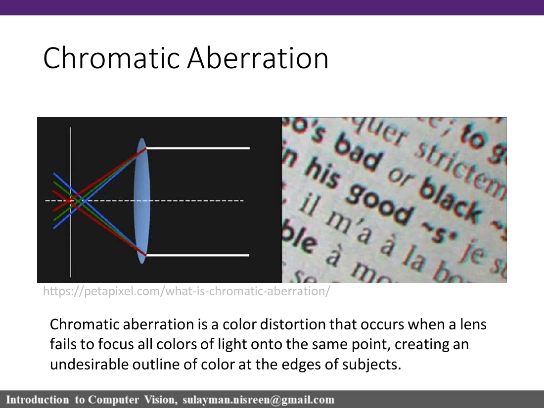 Chromatic aberration slide