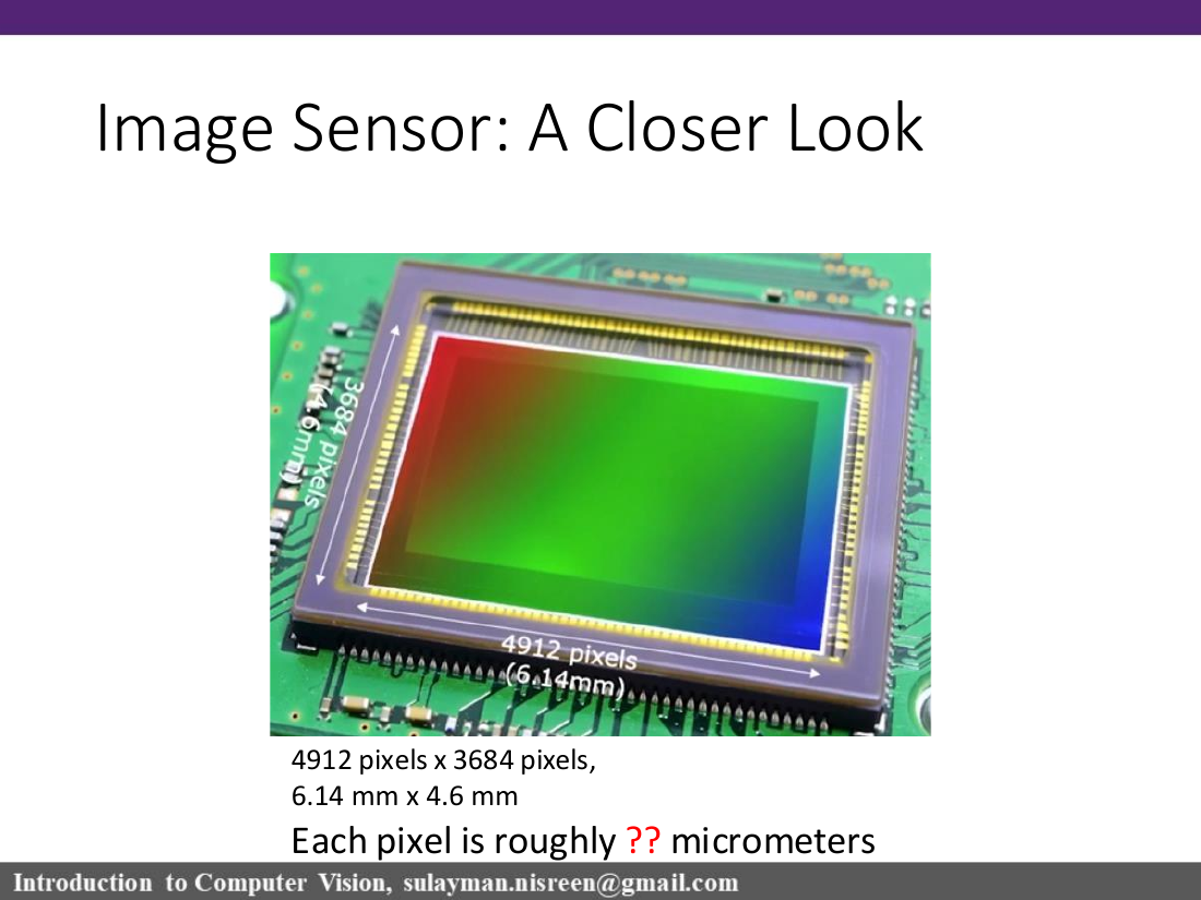 Sensor pixel size slide