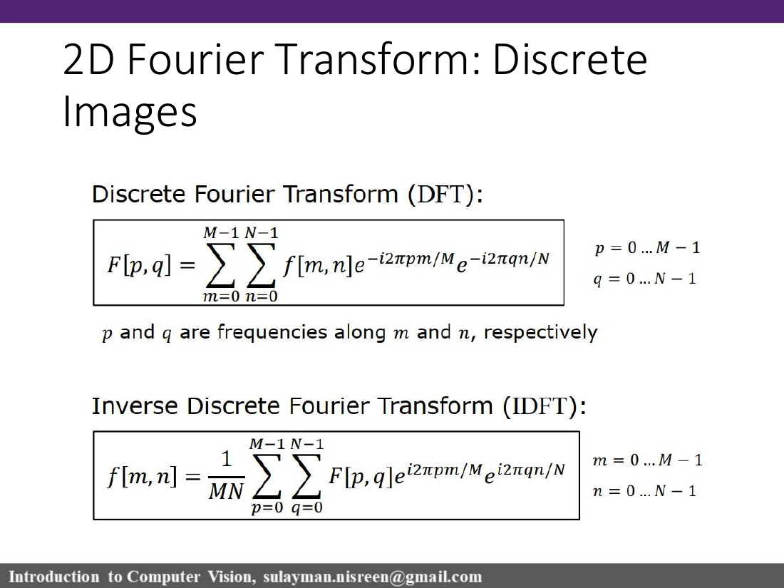 2D discrete Fourier transform slide